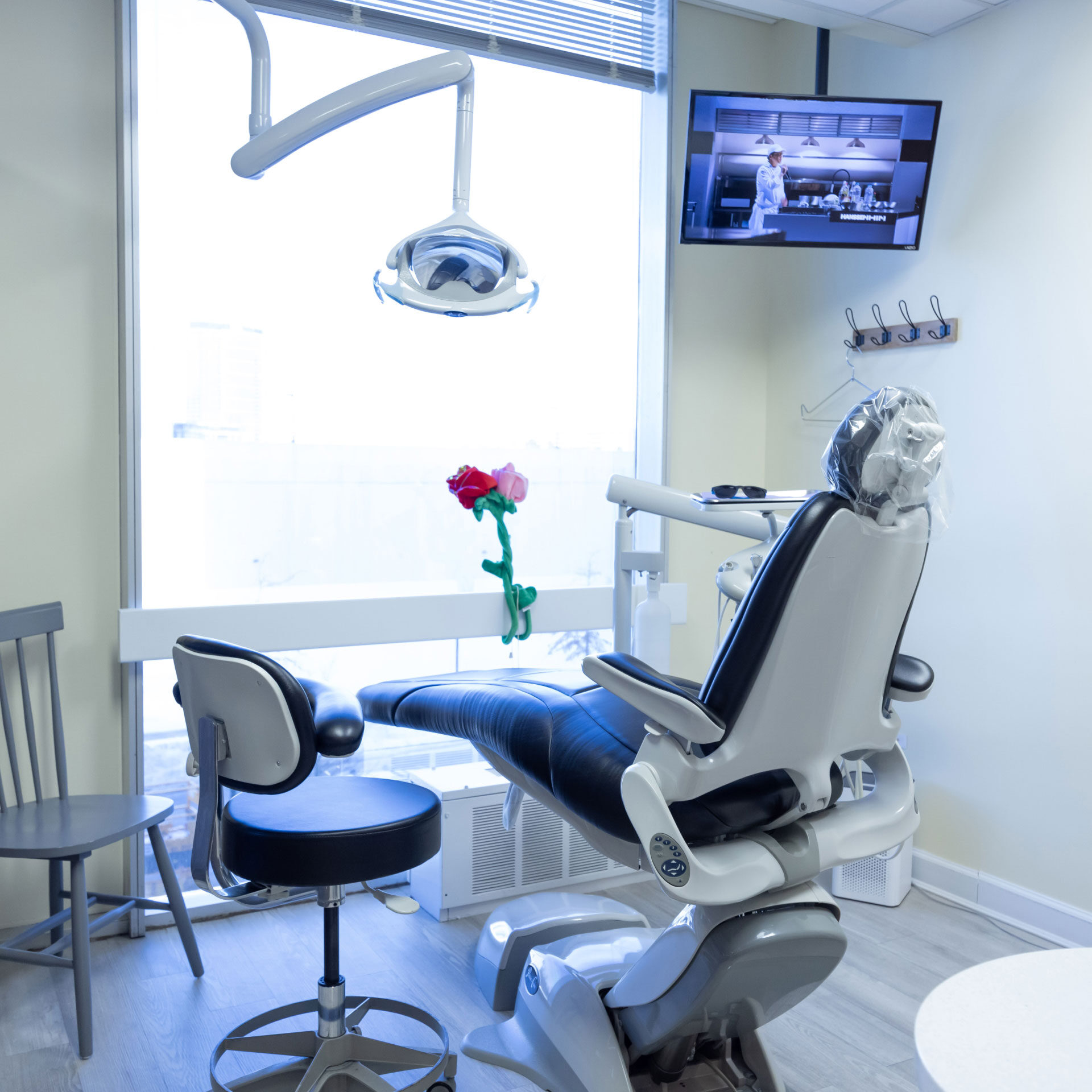exam room with dental chair and equipment
